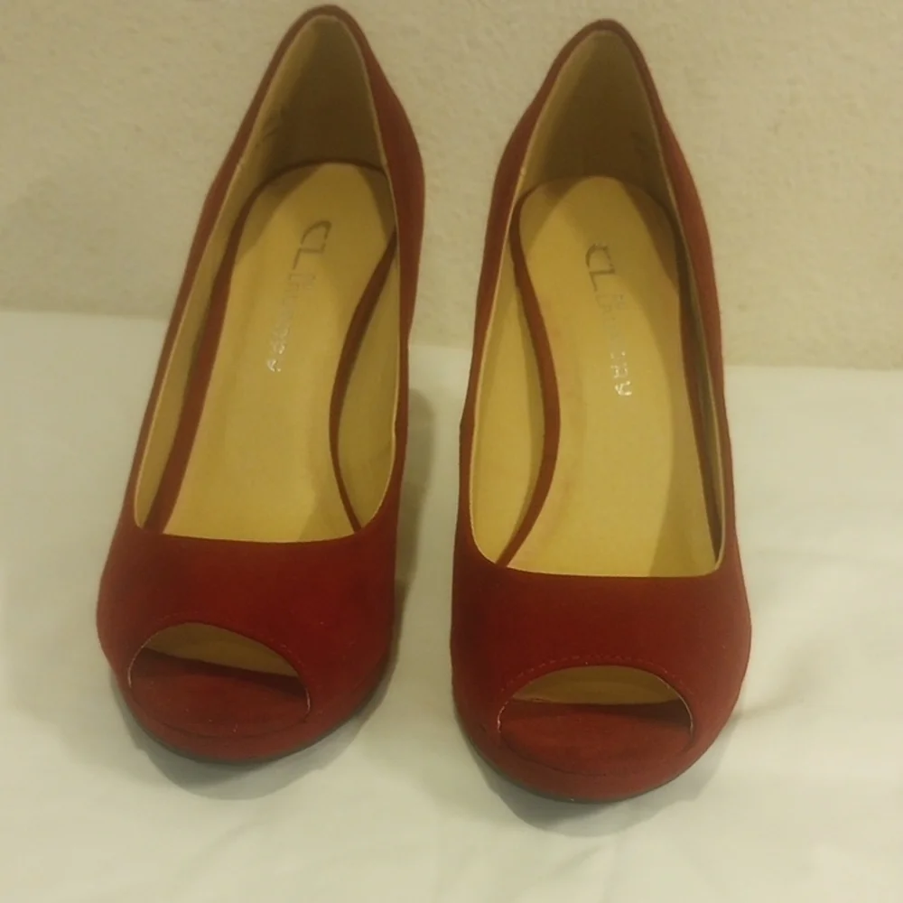 Elegant  Cherey Red Peep-Toe Heels CL BY LAUNDAY - Picture 2 of 7